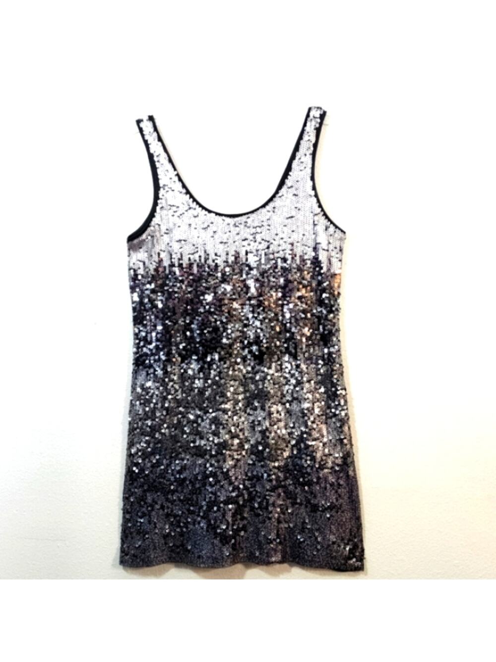 Silver ombre sequin covered tank dress Express S